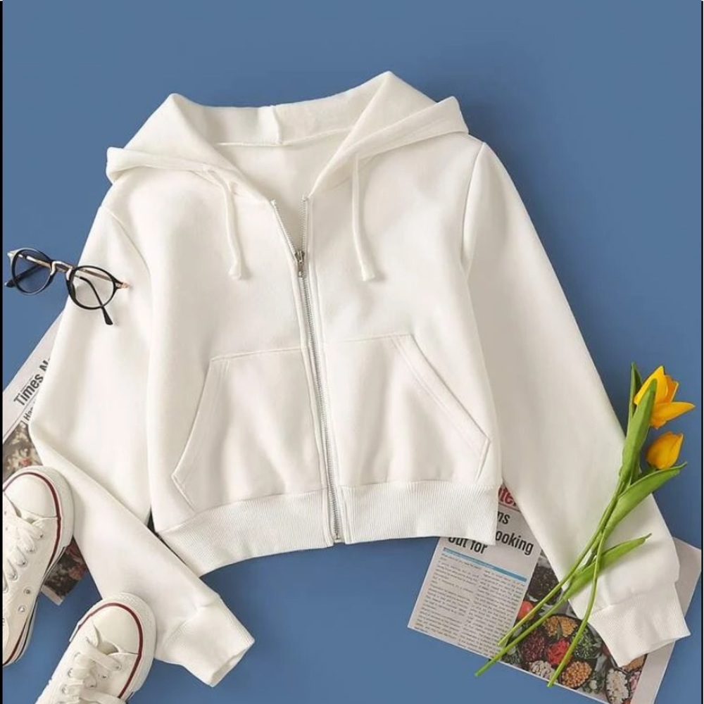 New White zip front  hoodies